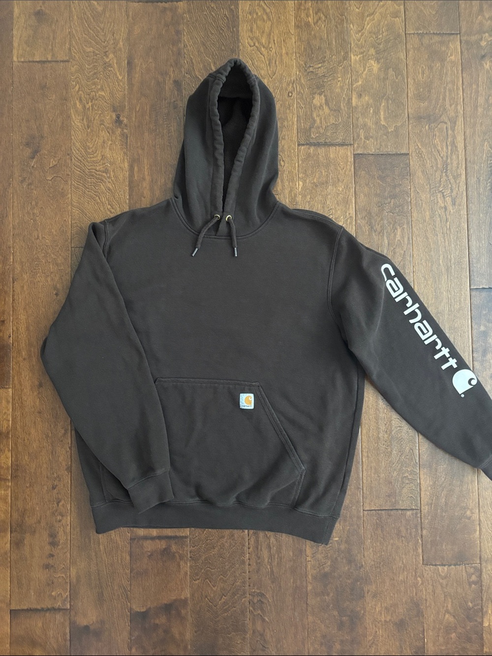 Carhartt Men's Dark Brown Crewneck Logo Pullover Hoodie